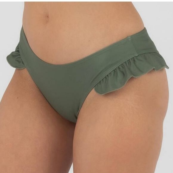 NWT Dream Bandits Sustainable Green Ruffle Low Rise Byron Bikini Breif Sz Small - Picture 2 of 11